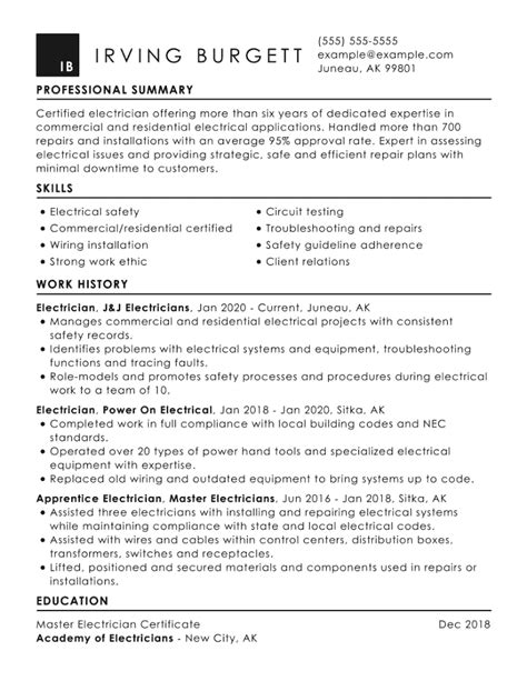 electrical box resume|electrician job description for resume.